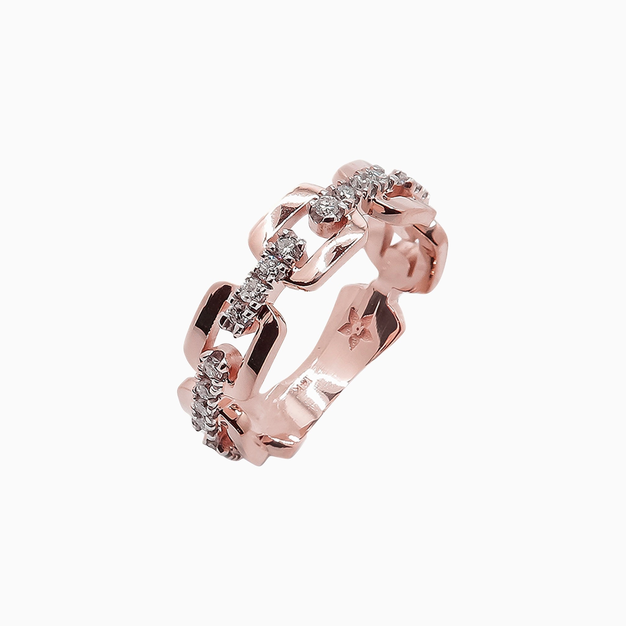 14k Gold "Chains That Bind" Diamond Chain Link Ring - Starflower Design