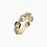 14k Gold "Chains That Bind" Diamond Chain Link Ring - Starflower Design