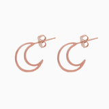 14k Gold Crescent Moon Hoop Stud Earrings - Starflower Design