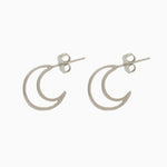 14k Gold Crescent Moon Hoop Stud Earrings - Starflower Design