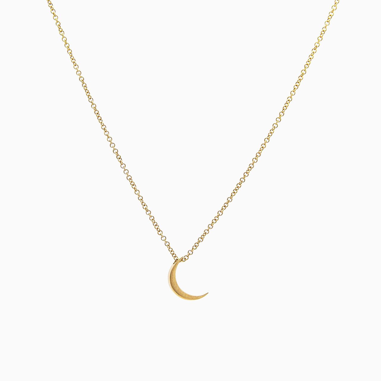 14k Gold Crescent Moon Pendant - Starflower Design