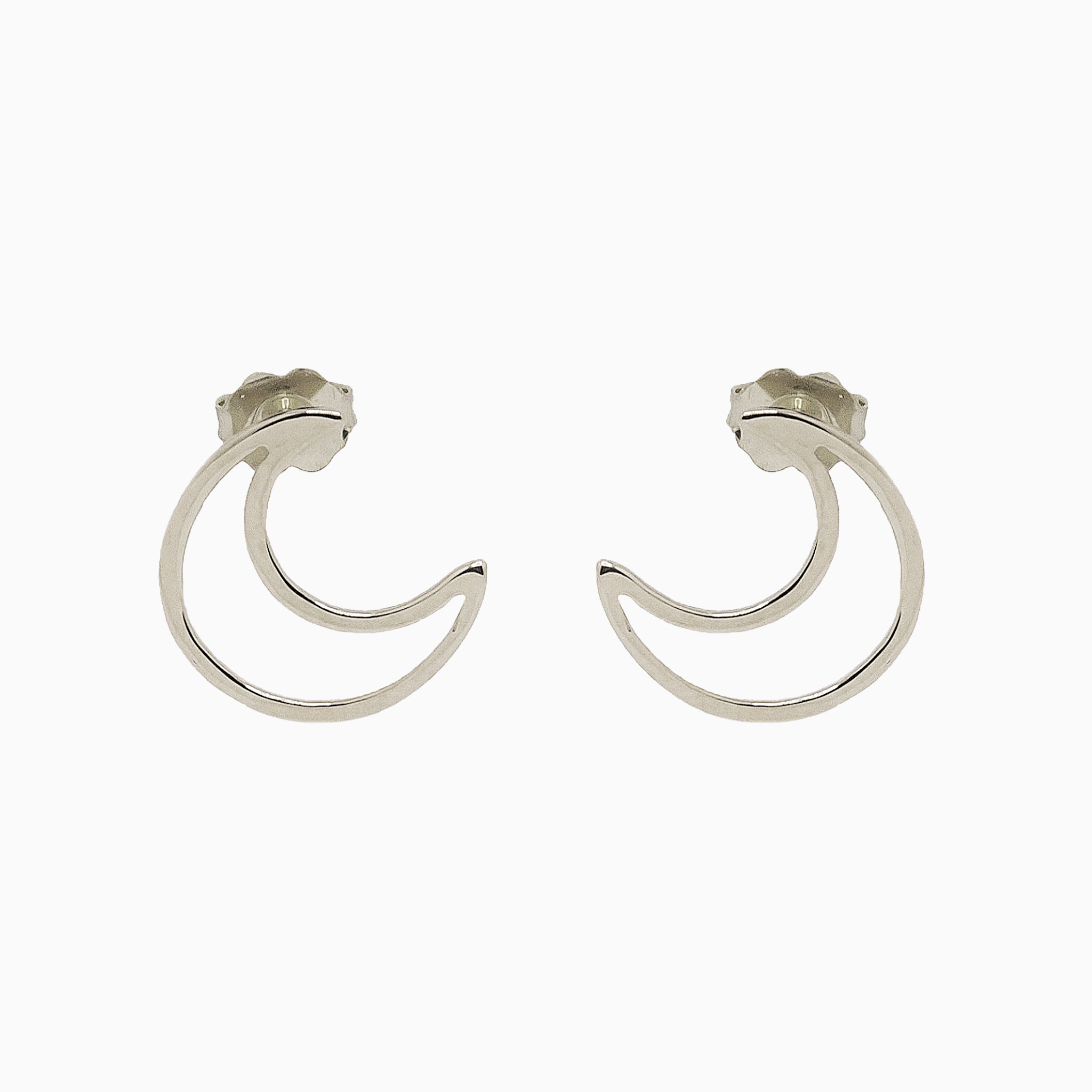 14k Gold Crescent Moon Stud Earrings - Starflower Design