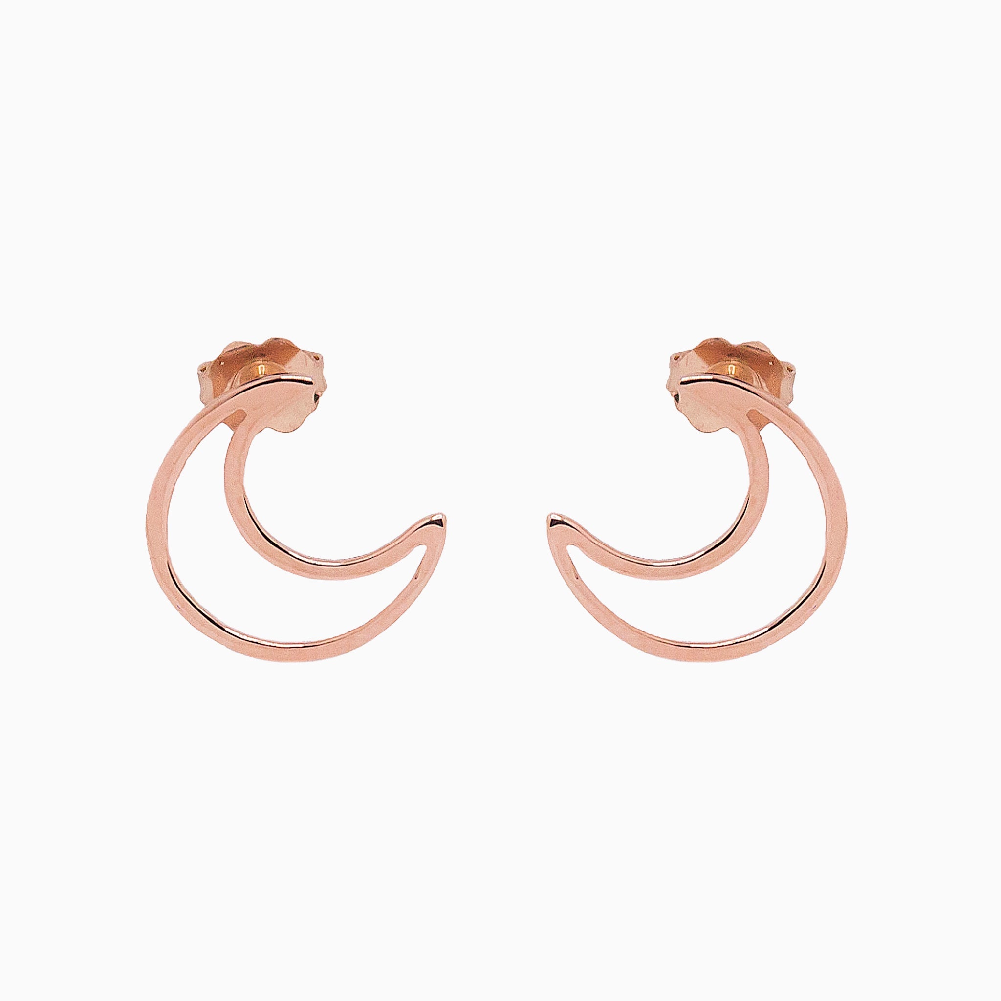 14k Gold Crescent Moon Stud Earrings - Starflower Design