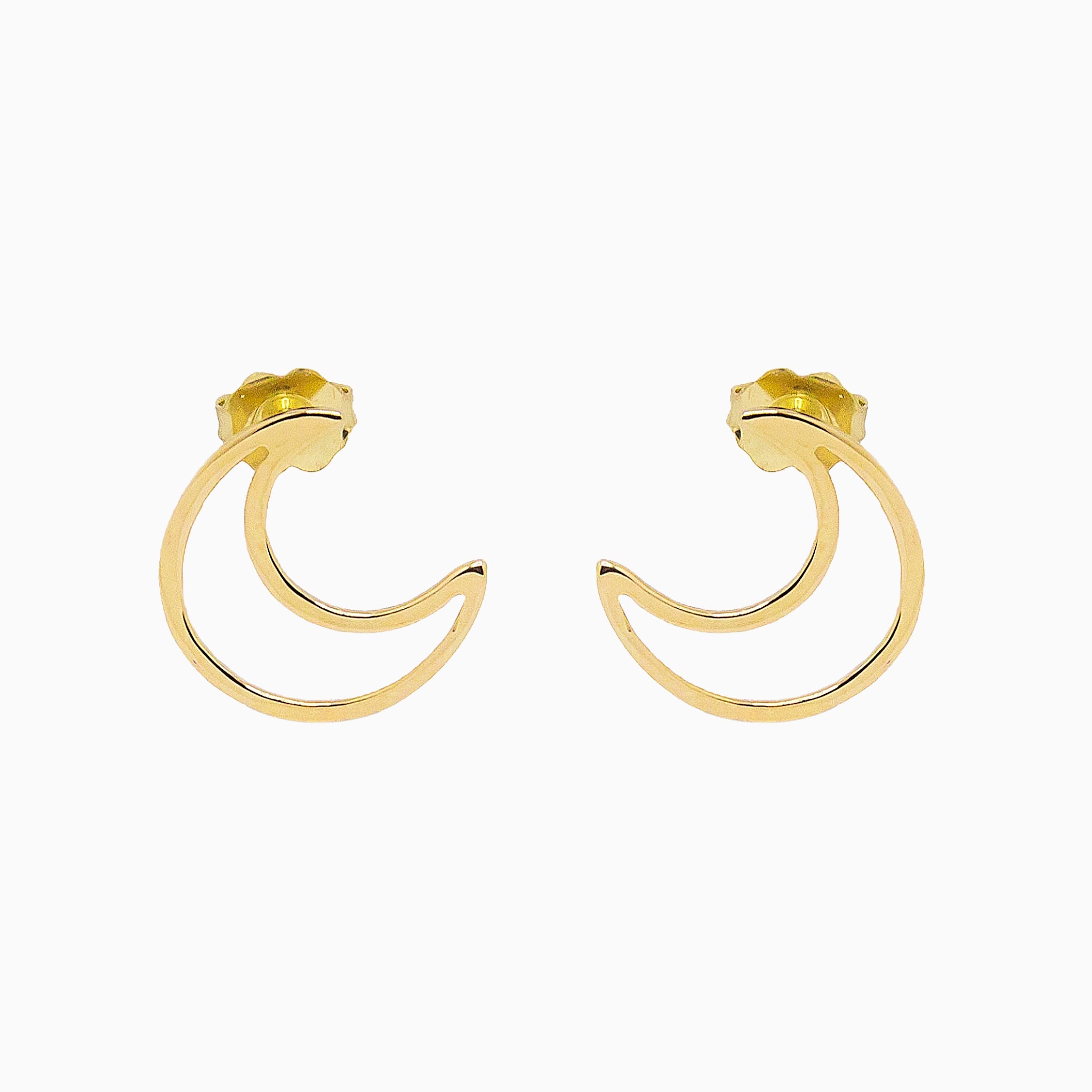 14k Gold Crescent Moon Stud Earrings - Starflower Design