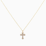 14k Gold Diamond Trinity Cross Pendant Necklace - Starflower Design