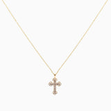 14k Gold Diamond Trinity Cross Pendant Necklace - Starflower Design