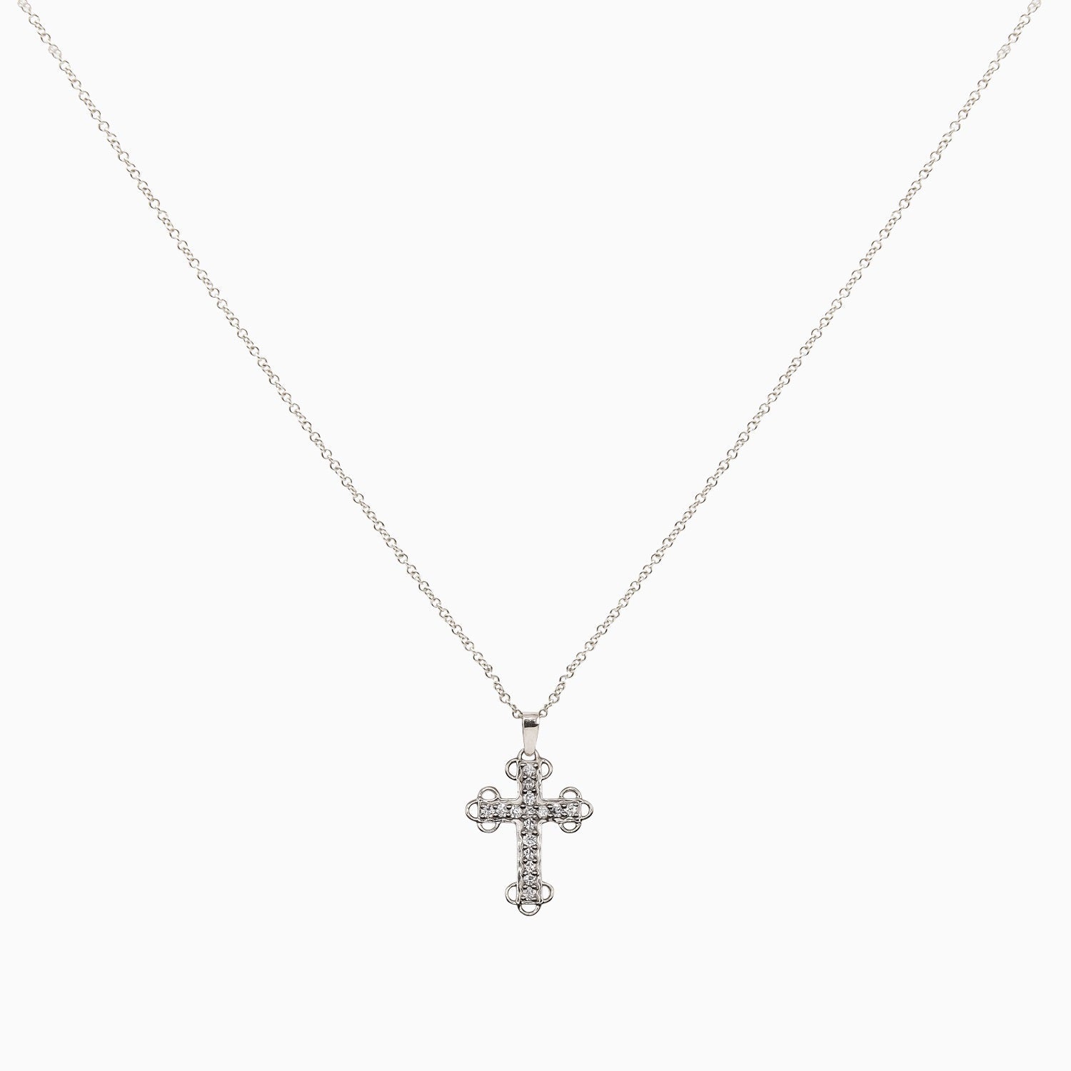 14k Gold Diamond Trinity Cross Pendant Necklace - Starflower Design