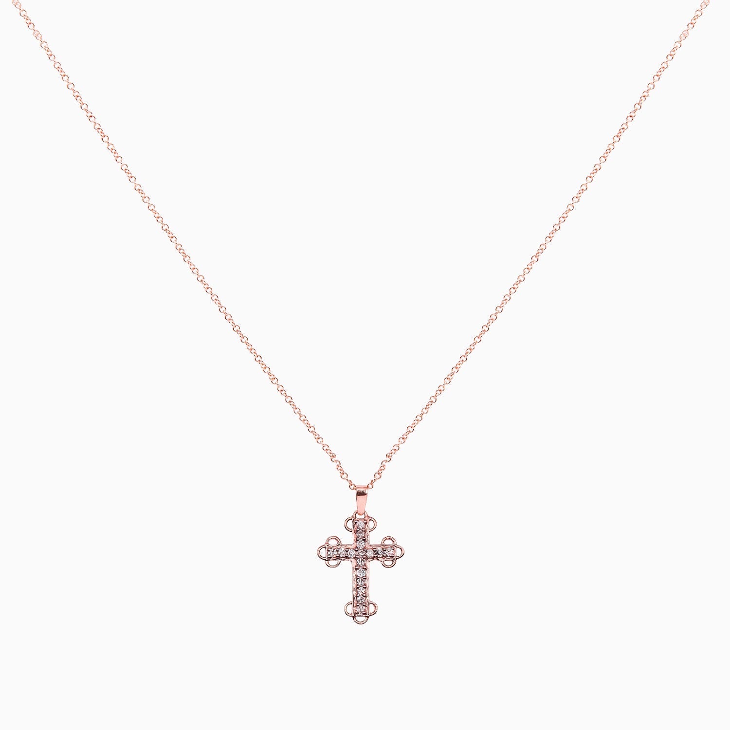 14k Gold Diamond Trinity Cross Pendant Necklace - Starflower Design
