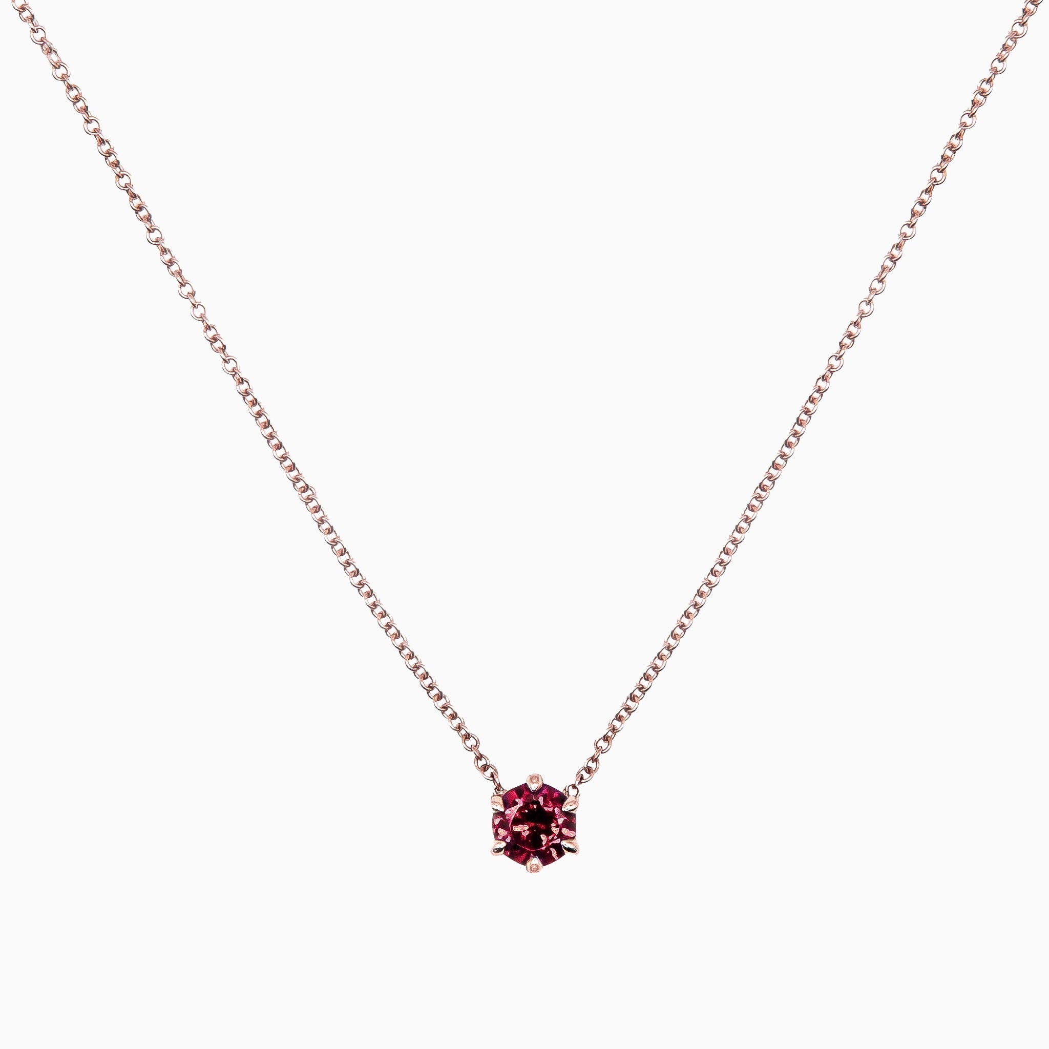 14k Gold Eagle Talon Claw Prong Garnet Necklace - Starflower Design