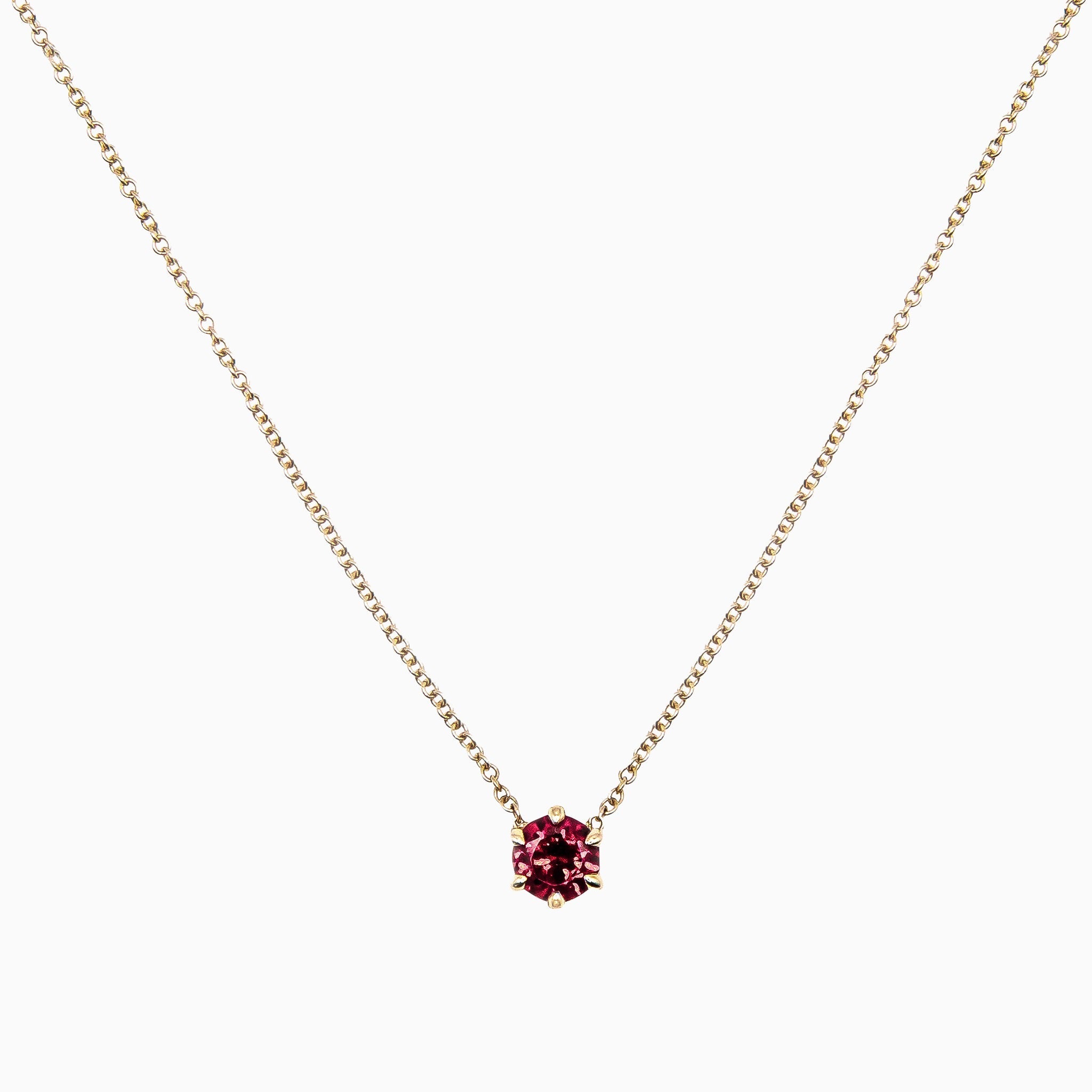 14k Gold Eagle Talon Claw Prong Garnet Necklace - Starflower Design