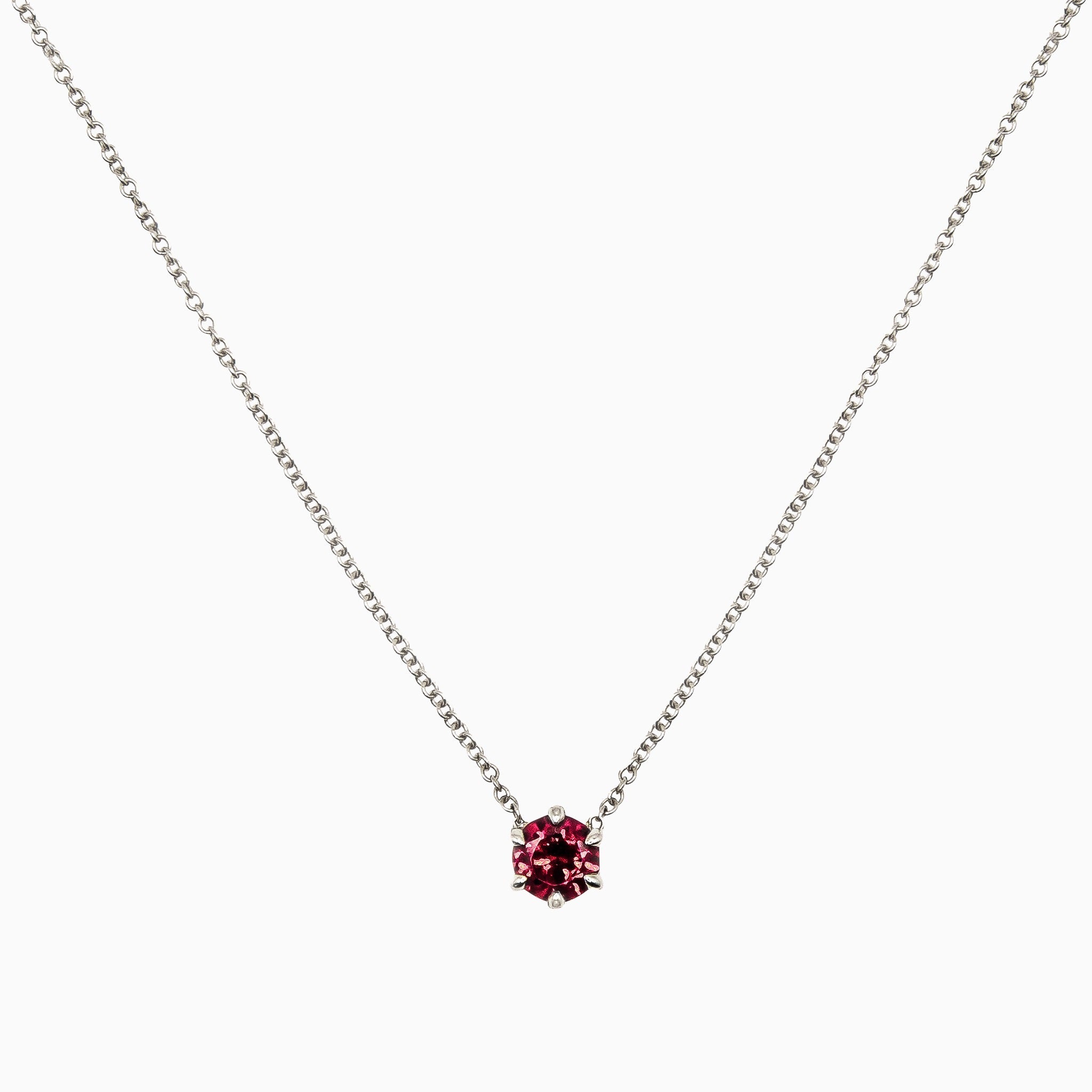14k Gold Eagle Talon Claw Prong Garnet Necklace - Starflower Design