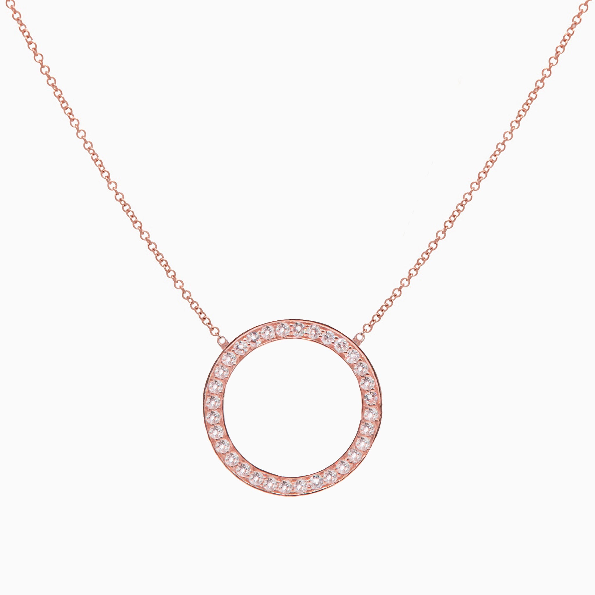 14k Gold Endless Love Diamond Circle Necklace - Starflower Design