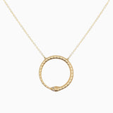 14k Gold Eternal 20mm Ouroboros Snake with Diamond Eyes Necklace - Starflower Design