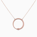 14k Gold Eternal 20mm Ouroboros Snake with Diamond Eyes Necklace - Starflower Design