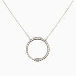 14k Gold Eternal 20mm Ouroboros Snake with Diamond Eyes Necklace - Starflower Design
