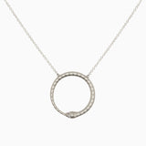 14k Gold Eternal 20mm Ouroboros Snake with Diamond Eyes Necklace - Starflower Design