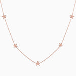 14k Gold Five Station Star Necklace - Starflower Design