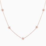 14k Gold Five Station Star Necklace - Starflower Design