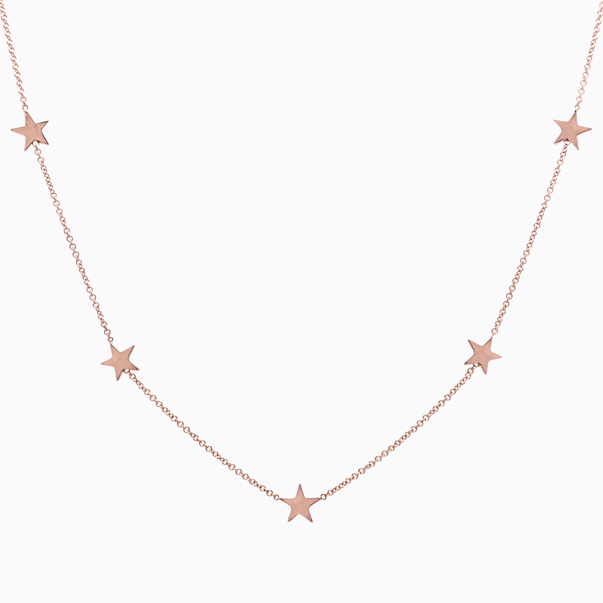 14k Gold Five Station Star Necklace - Starflower Design