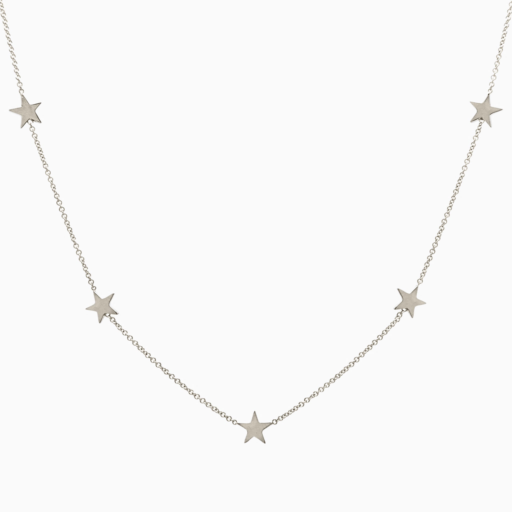 14k Gold Five Station Star Necklace - Starflower Design
