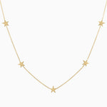 14k Gold Five Station Star Necklace - Starflower Design