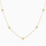 14k Gold Five Station Star Necklace - Starflower Design