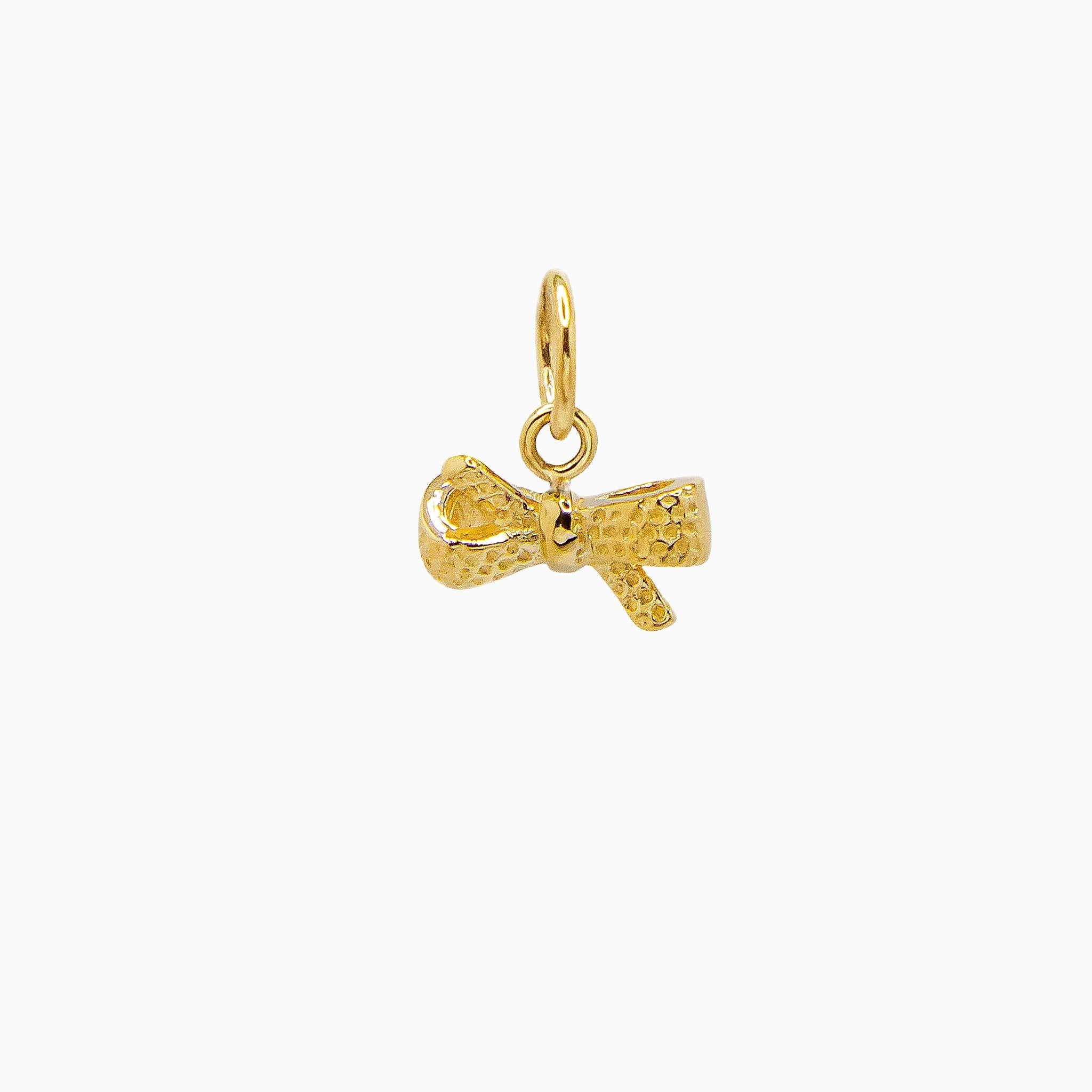 14k Gold "Forget Me Knot" Ribbon Bow Pendant Charm - Starflower Design
