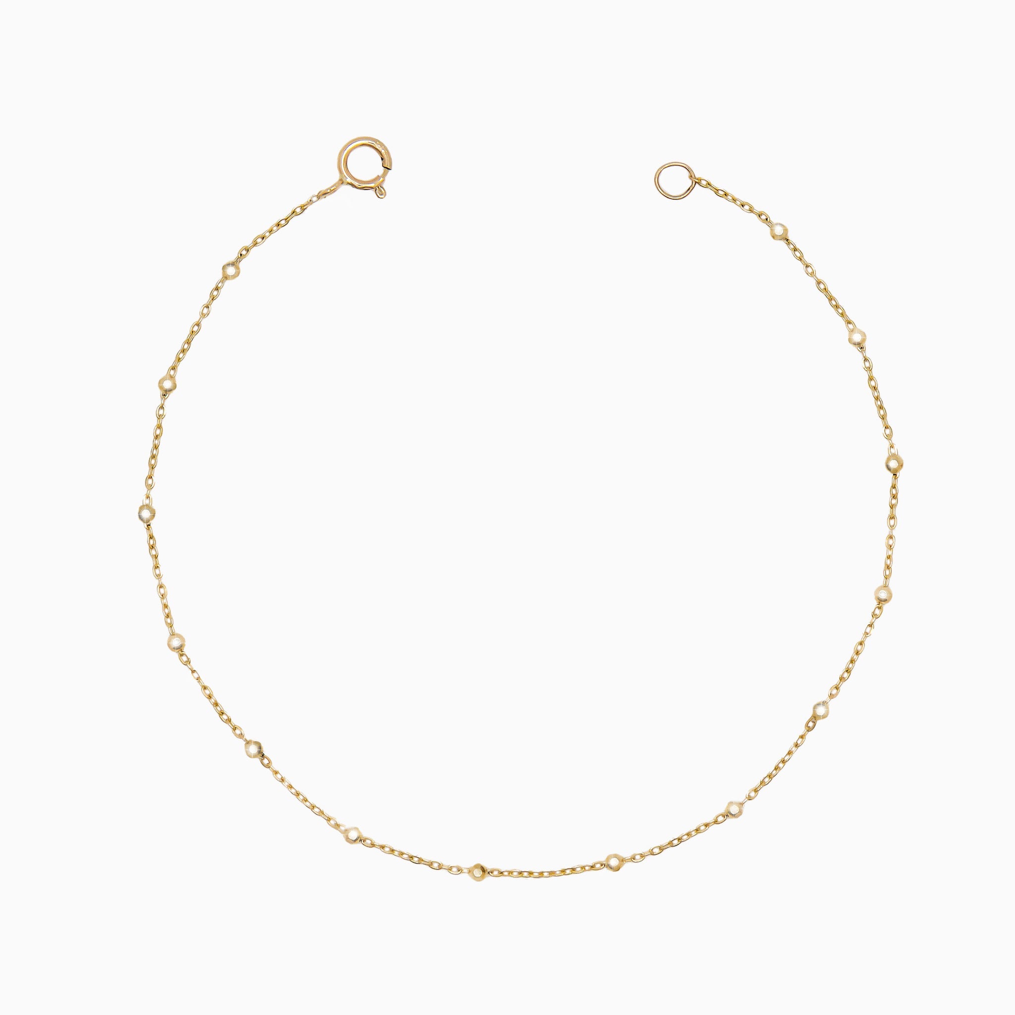 14k Gold "I Love the Nightlife" Diamond - Cut Disco Ball Cable Chain Bracelet - Starflower Design