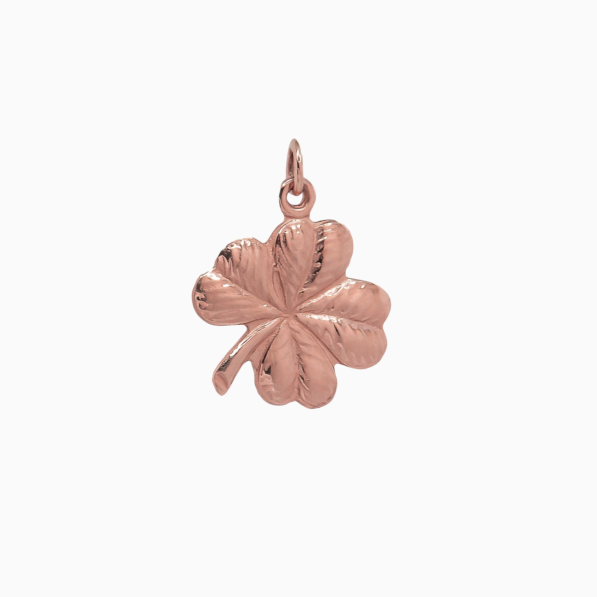 14k Gold Just My Luck Lucky 4 Leaf Clover Pendant Charm - Starflower Design