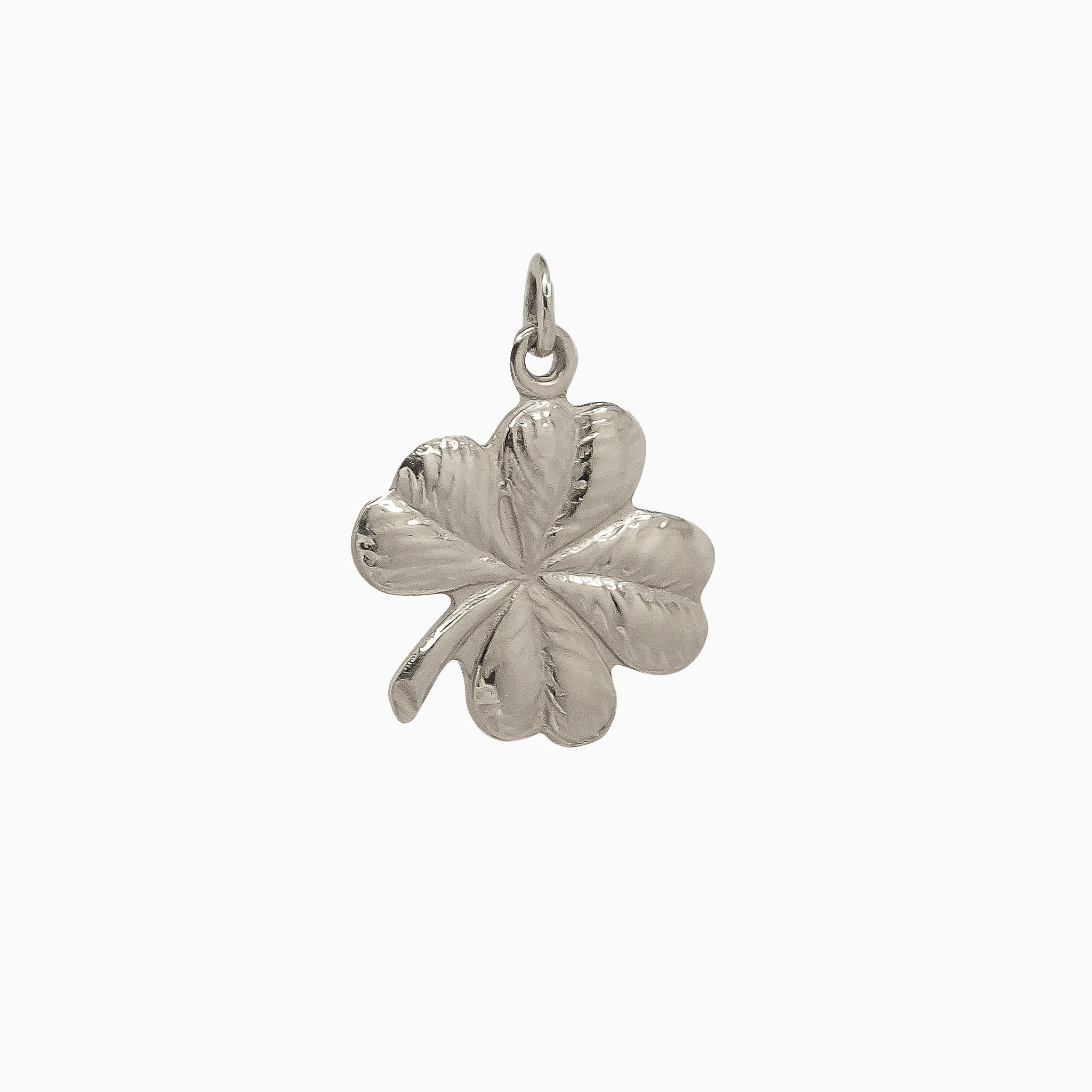 14k Gold Just My Luck Lucky 4 Leaf Clover Pendant Charm - Starflower Design