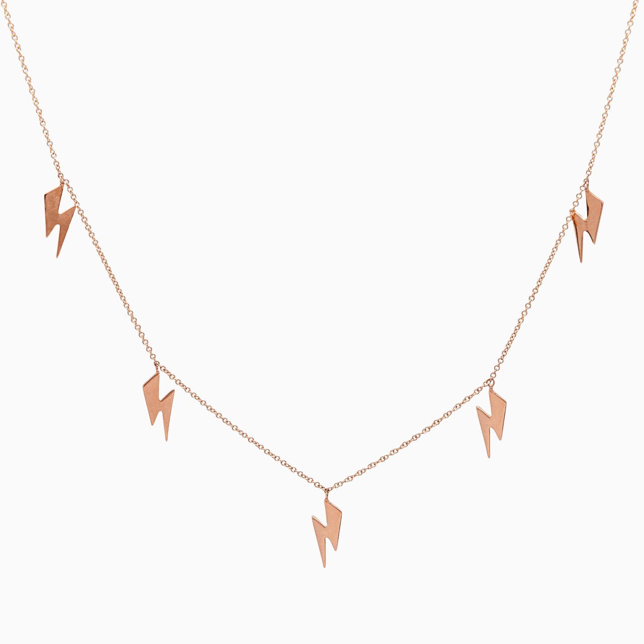 14k Gold Lightning Bolt Five Station Necklace - Starflower Design