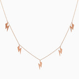14k Gold Lightning Bolt Five Station Necklace - Starflower Design