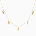 14k Gold Lightning Bolt Five Station Necklace - Starflower Design