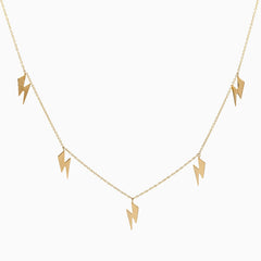 14k Gold Lightning Bolt Five Station Necklace - Starflower Design