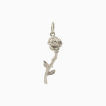 14k Gold Long - Stemmed Rose Flower Pendant Charm - Starflower Design