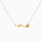 14k Gold Long - Stemmed Thorny Rose Necklace - Starflower Design