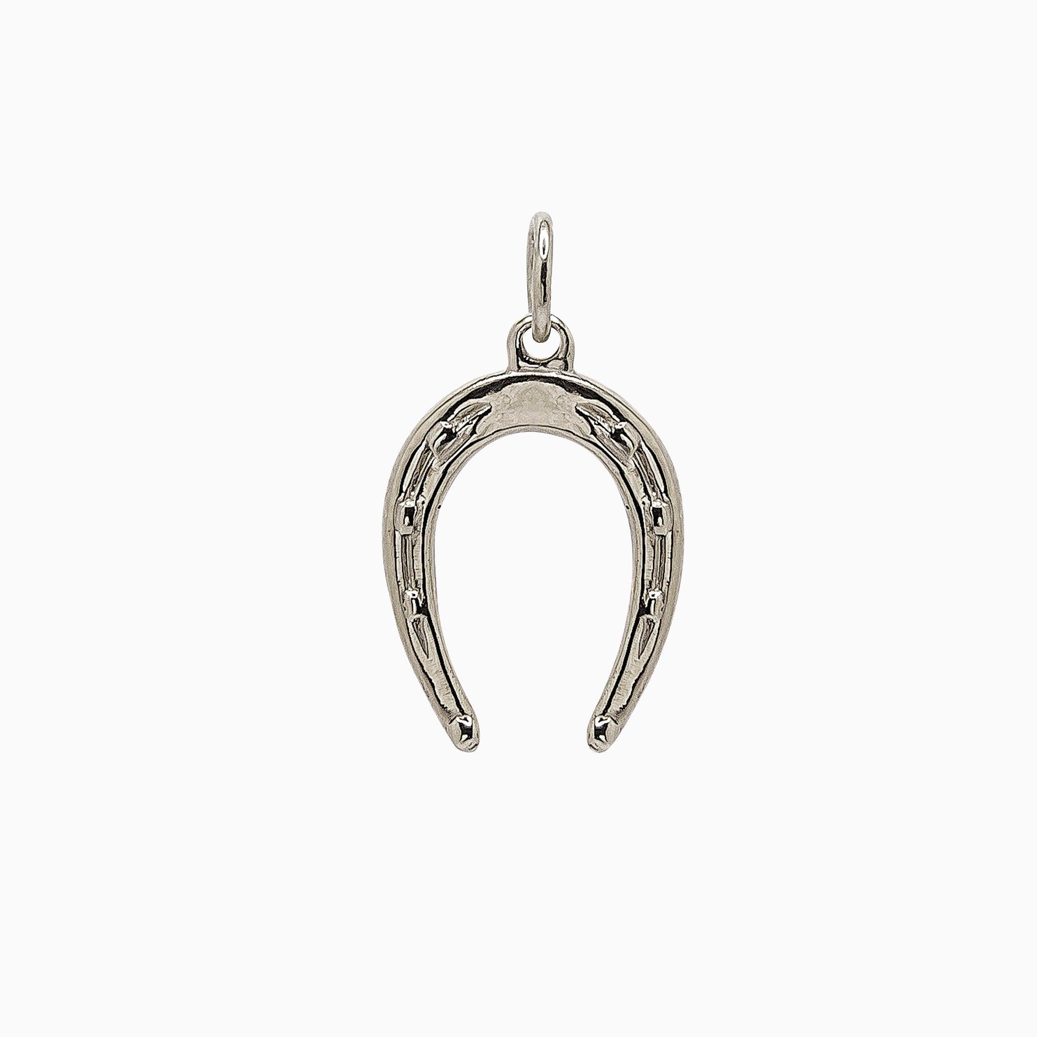 14k Gold Lucky Equestrian Horseshoe Pendant Charm - Starflower Design