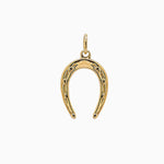 14k Gold Lucky Equestrian Horseshoe Pendant Charm - Starflower Design