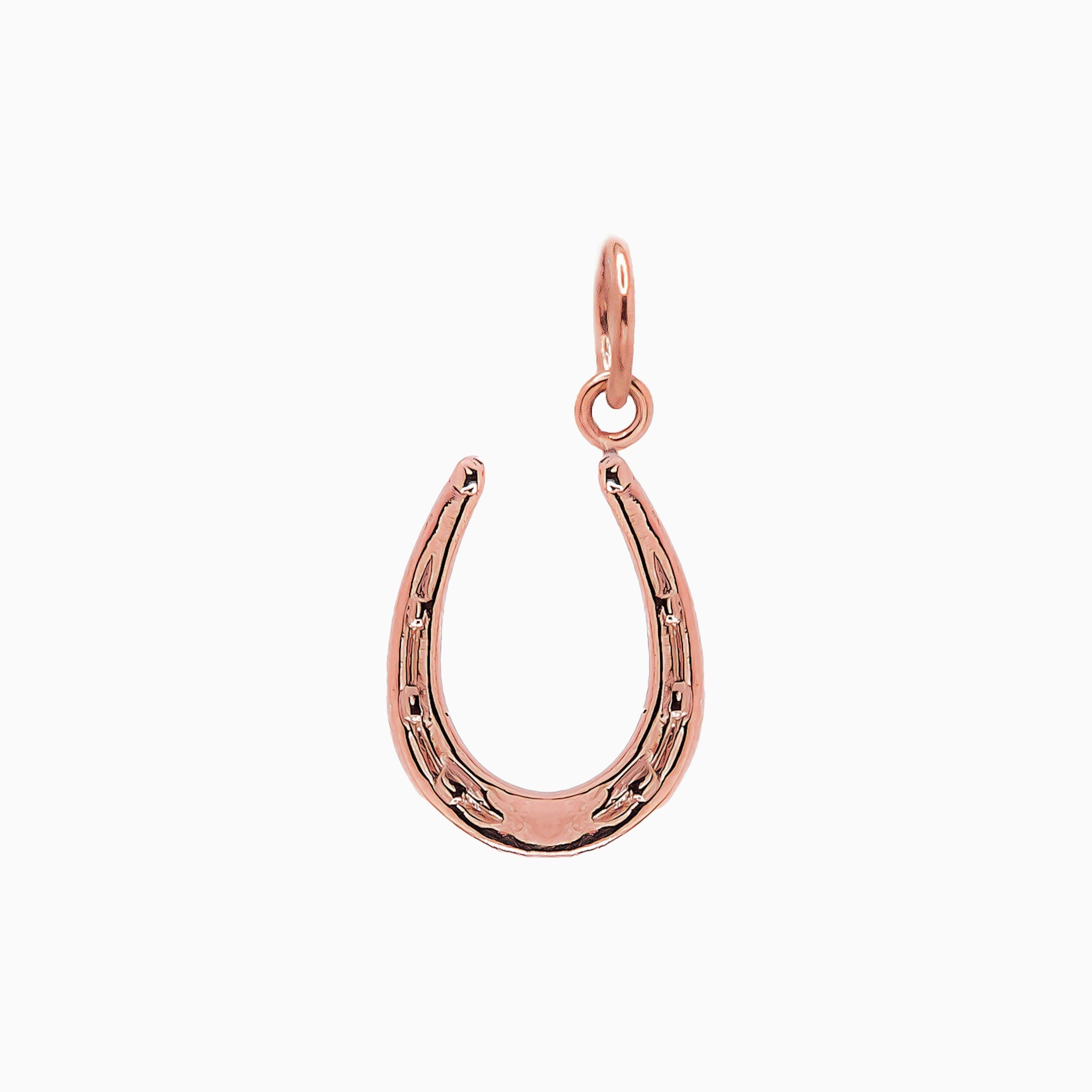 14k Gold Lucky Horseshoe Dangle Pendant Charm - Starflower Design