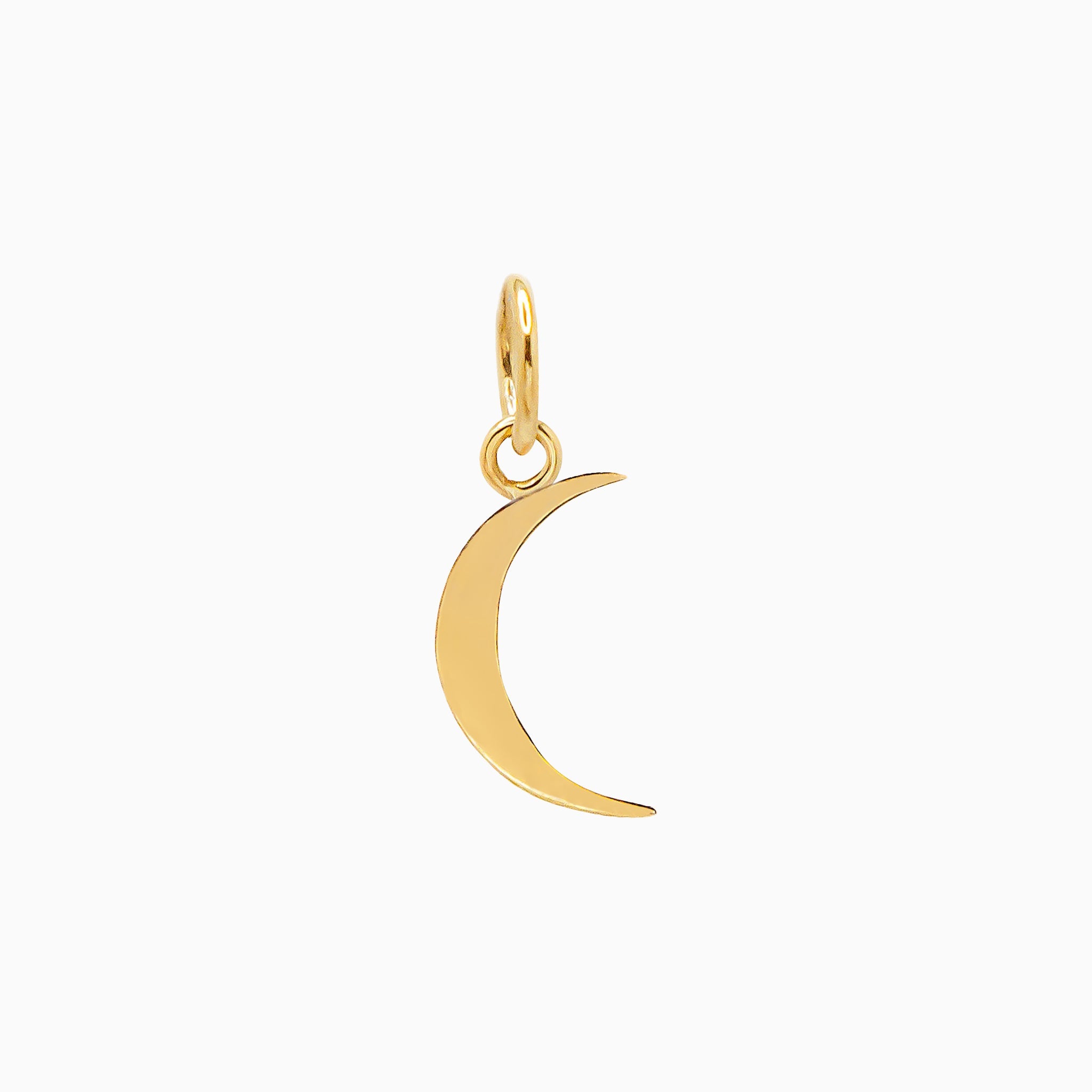 14k Gold Magical Crescent Moon Pendant Charm - Starflower Design