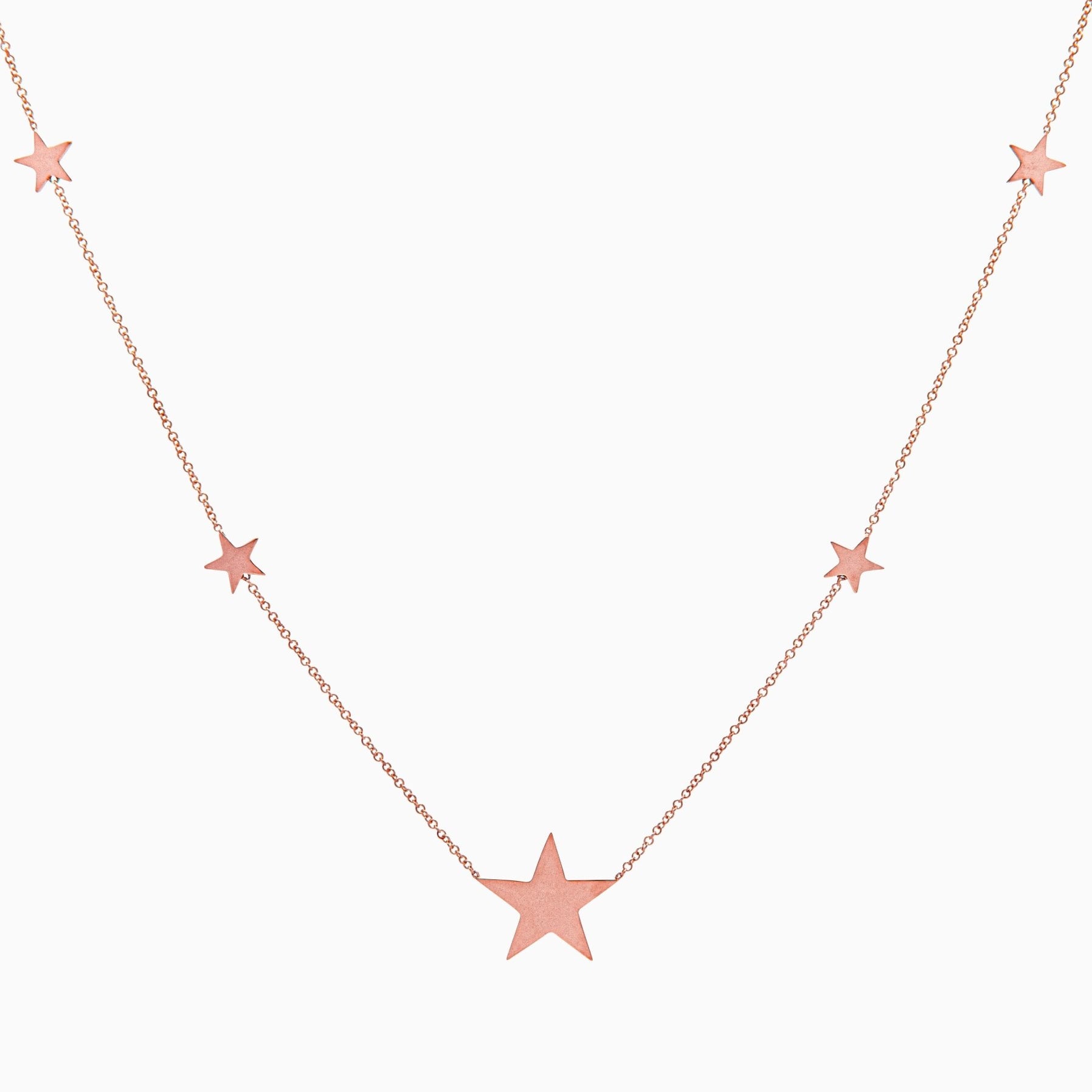 14k Gold North Star Five Station Necklace - Starflower Design