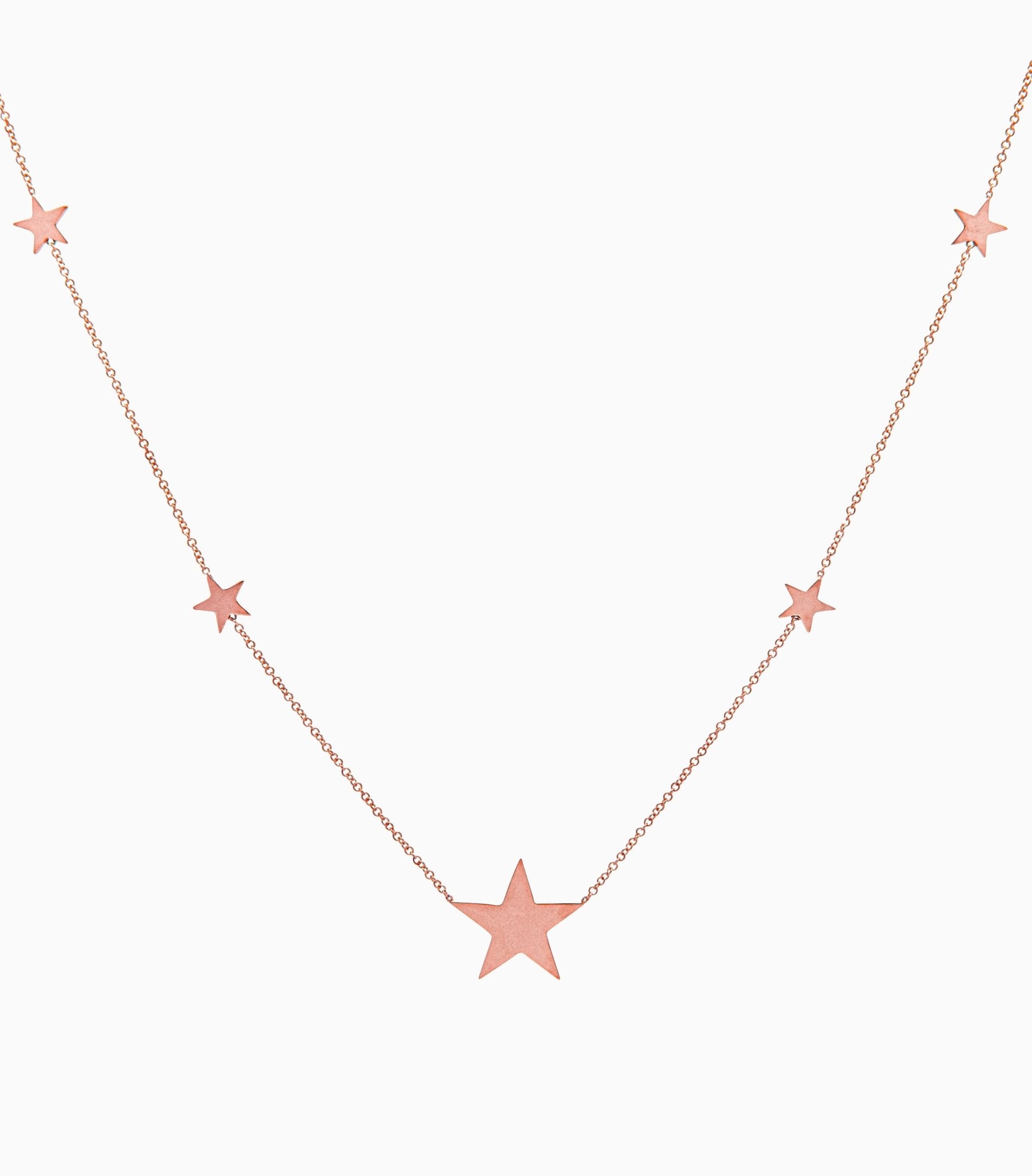 14k Gold North Star Five Station Necklace - Starflower Design