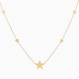 14k Gold North Star Five Station Necklace - Starflower Design