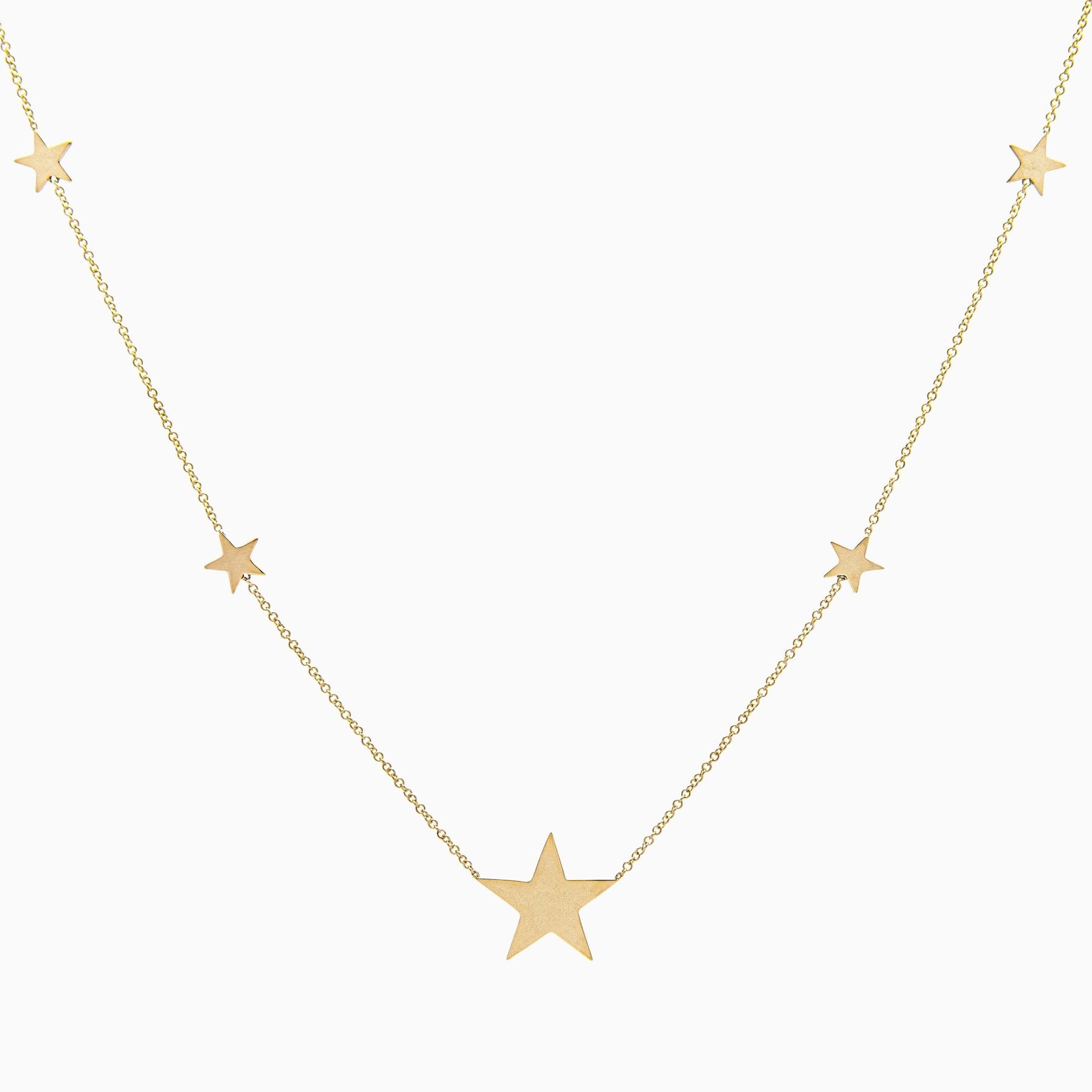 14k Gold North Star Five Station Necklace - Starflower Design
