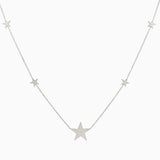 14k Gold North Star Five Station Necklace - Starflower Design