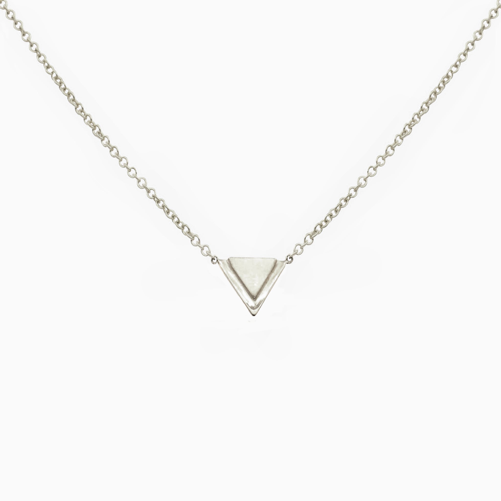 14k Gold Petite Double Triangle Single Station Necklace - Starflower Design