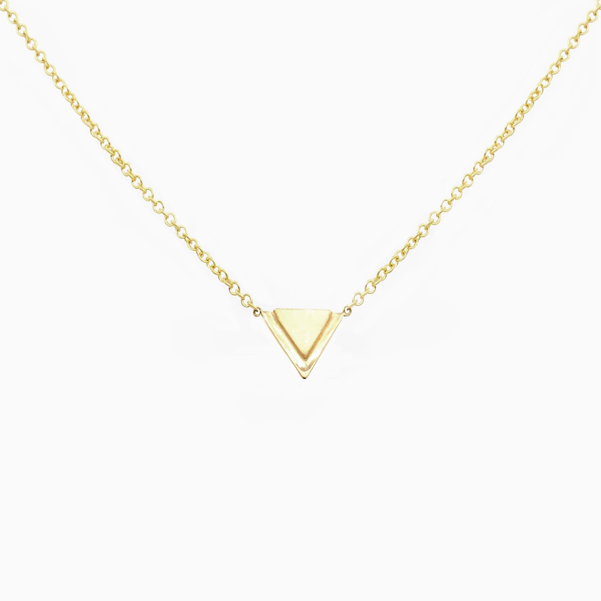 14k Gold Petite Double Triangle Single Station Necklace - Starflower Design