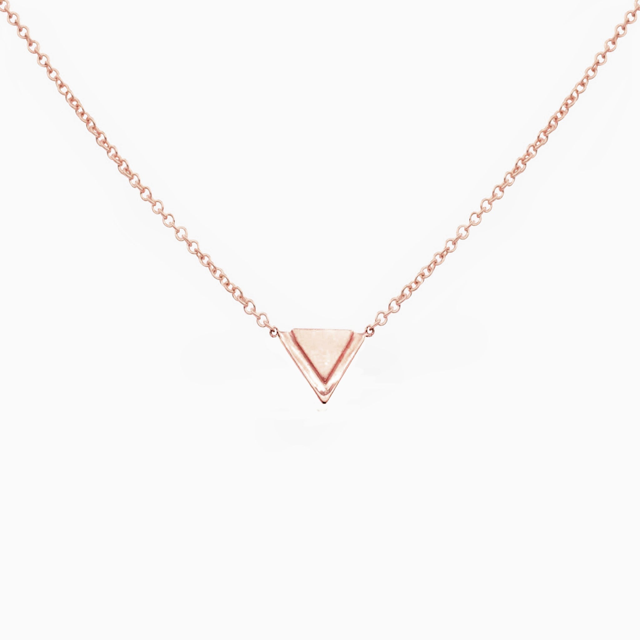 14k Gold Petite Double Triangle Single Station Necklace - Starflower Design