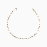 14k Gold Retro Petite Paperclip Chain Bracelet - Starflower Design
