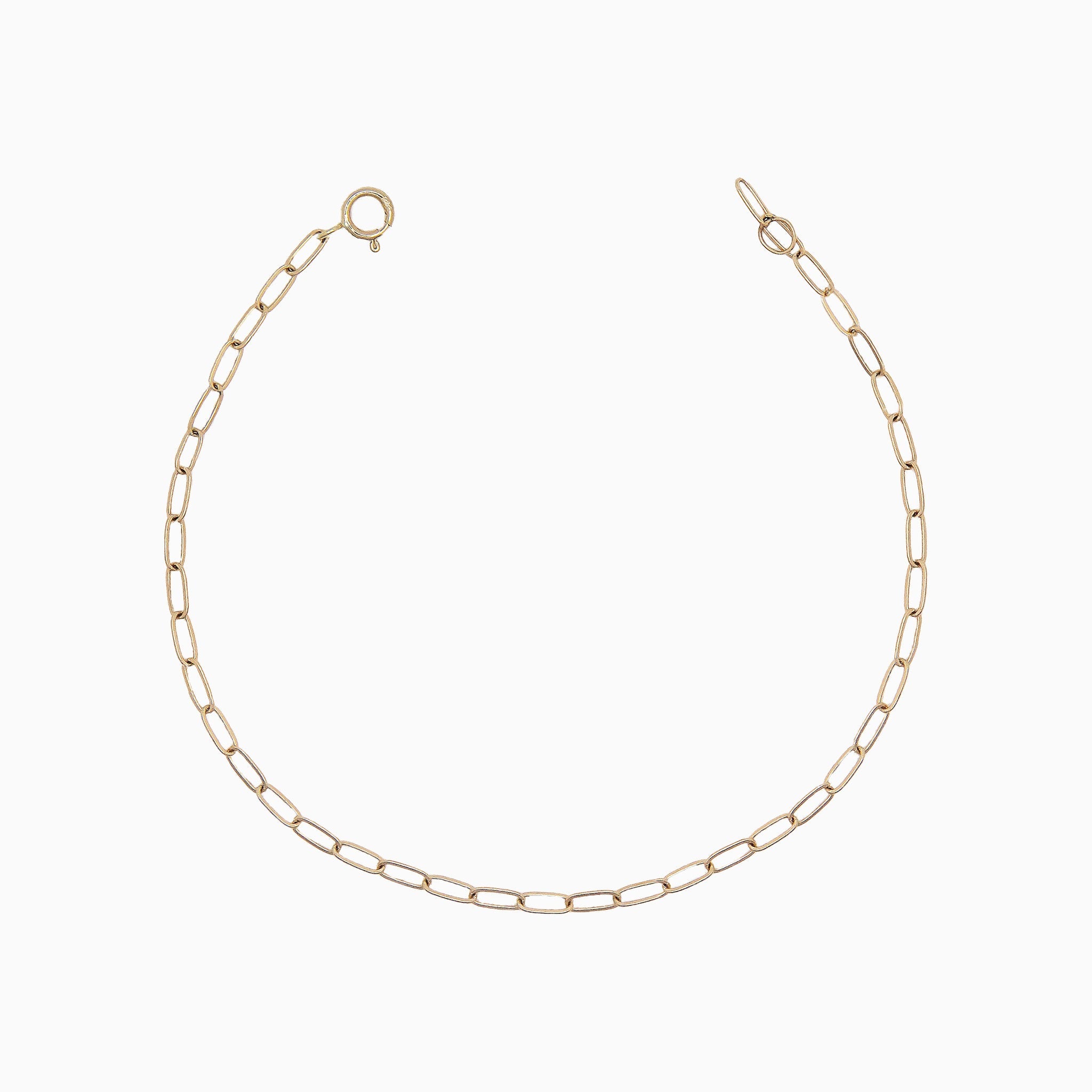 14k Gold Retro Petite Paperclip Chain Bracelet - Starflower Design